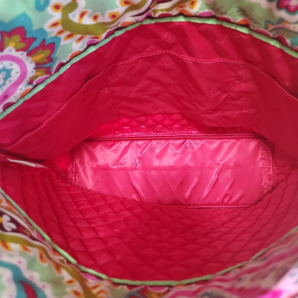 NWT Vera Bradley Green and Pink Paisley Tote - Picture 7 of 7